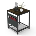 thumbnail image 1 of Side Table with Storage Bag, Square End Table with Grid storage rack, Sofa Table for Living Room, Bedroom, Small Spaces,Easy Assembly,Rustic Brown, 1 of 9
