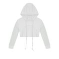 thumbnail image 3 of Zaldita Kids Girls Long Sleeve Cropped Hoodie Mesh Hooded Pullover Modern Jazz Street Dance Tops White 16, 3 of 5