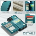 thumbnail image 6 of for iPhone 11 Premium PU Leather Back Case, Multiple Card Slots Design, Double Magnetic Clasp Study Kickstand RFID Blocking Classic Phone Cover for iPhone 11, Blue, 6 of 9