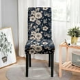 thumbnail image 6 of Stretch Dining Chair Covers Set of 4, 170g Milk Silk (5% Spandex) Slipcovers, Removable Washable Chair Protectors for Home, Party, and Pet Protection (Flowers Dark)., 6 of 6