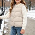 thumbnail image 7 of YUANxueke Kids Lightweight Crewneck Puffer Vest Sleeveless Padded Gilet Fall Winter Warm Quilted Vest,Beige,3-4 Years, 7 of 7