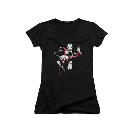 Batman DC Comics Harley Quinn And Joker Juniors V-Neck T-Shirt