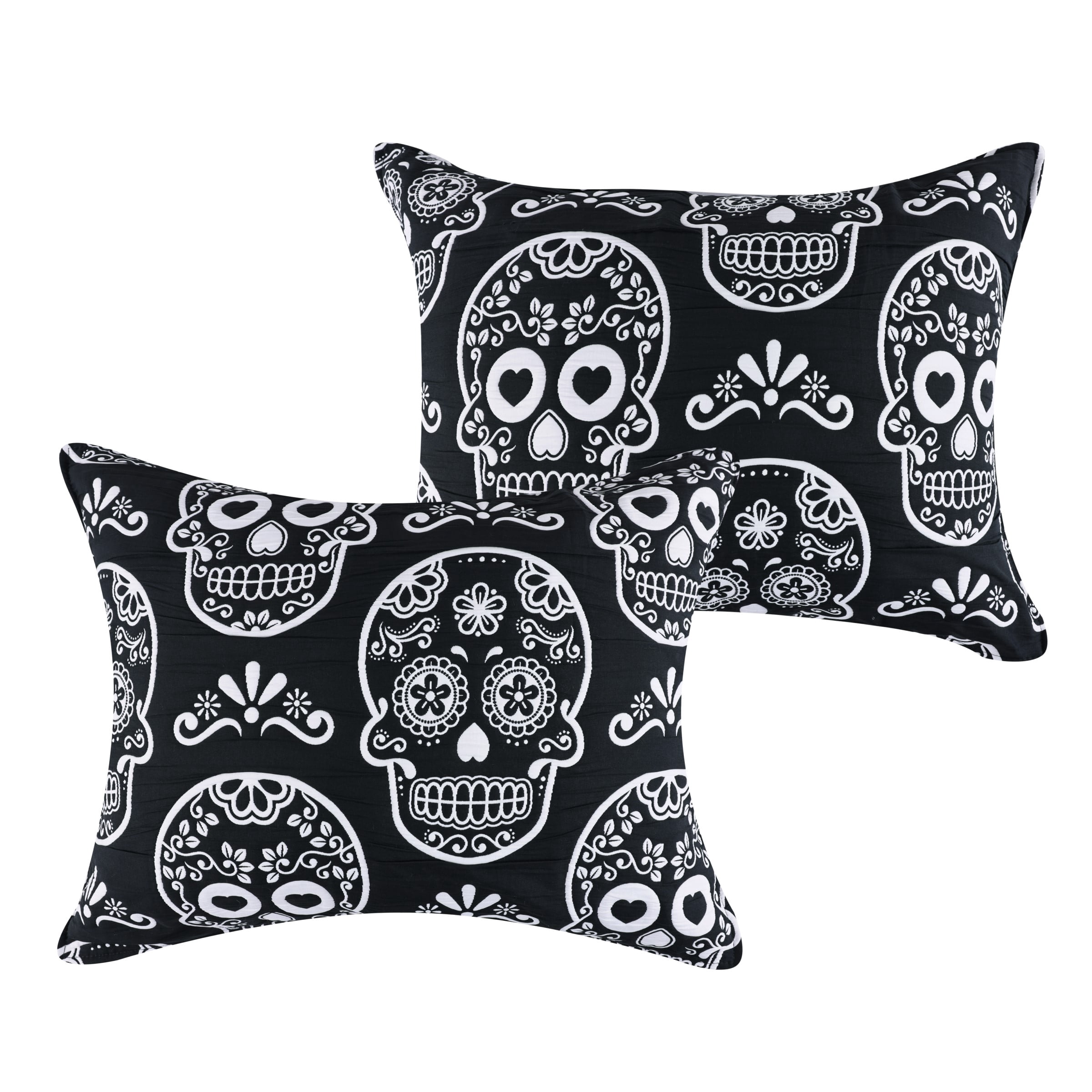Greenland Home Fashions Sugar Skull Black and White Halloween Pillow Sham, Standard, for Teens and Adults