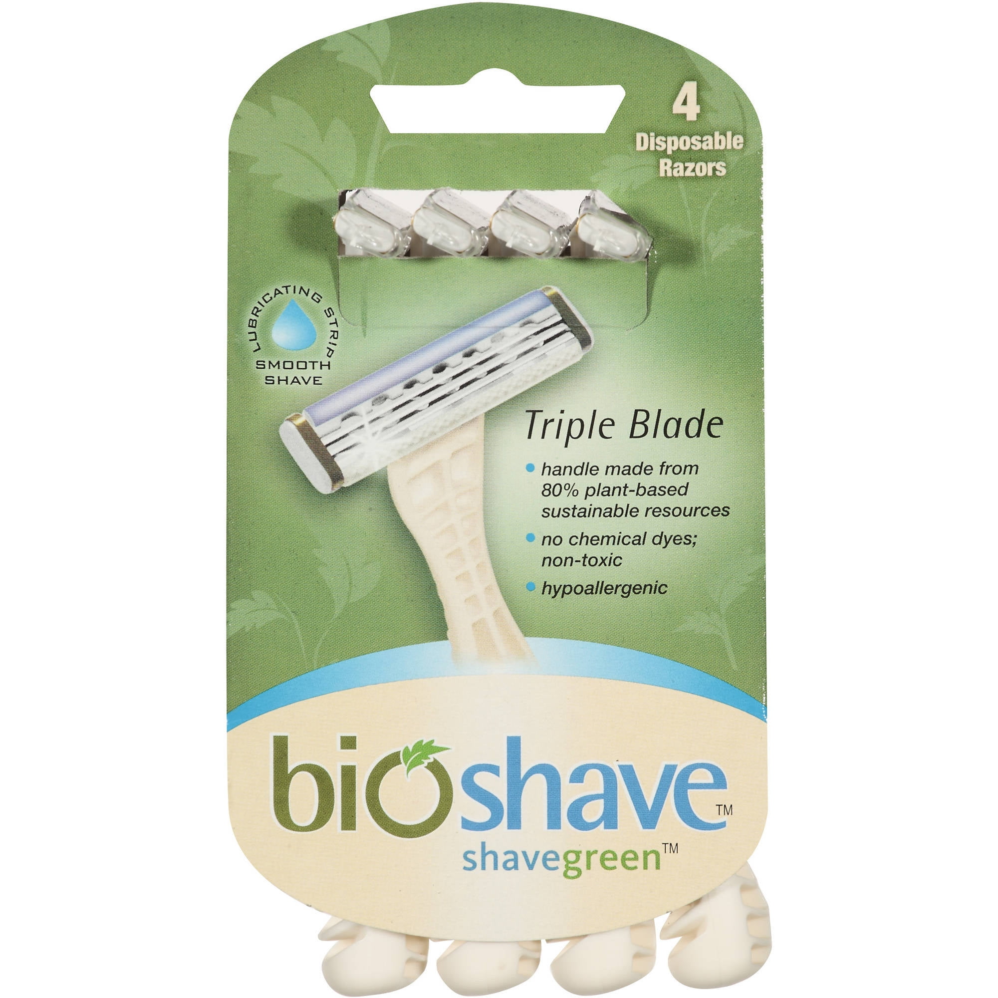 BioShave Shavegreen Triple Blade Disposable Razors, 4 Count Walmart