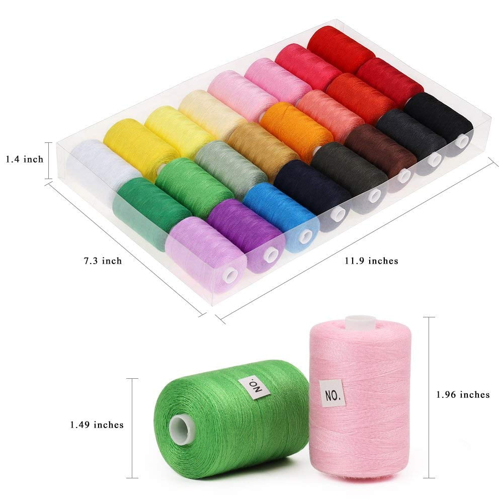 Haitral Multi-color 100% Polyester Sewing Thread, 1000 yd (24 Pieces)