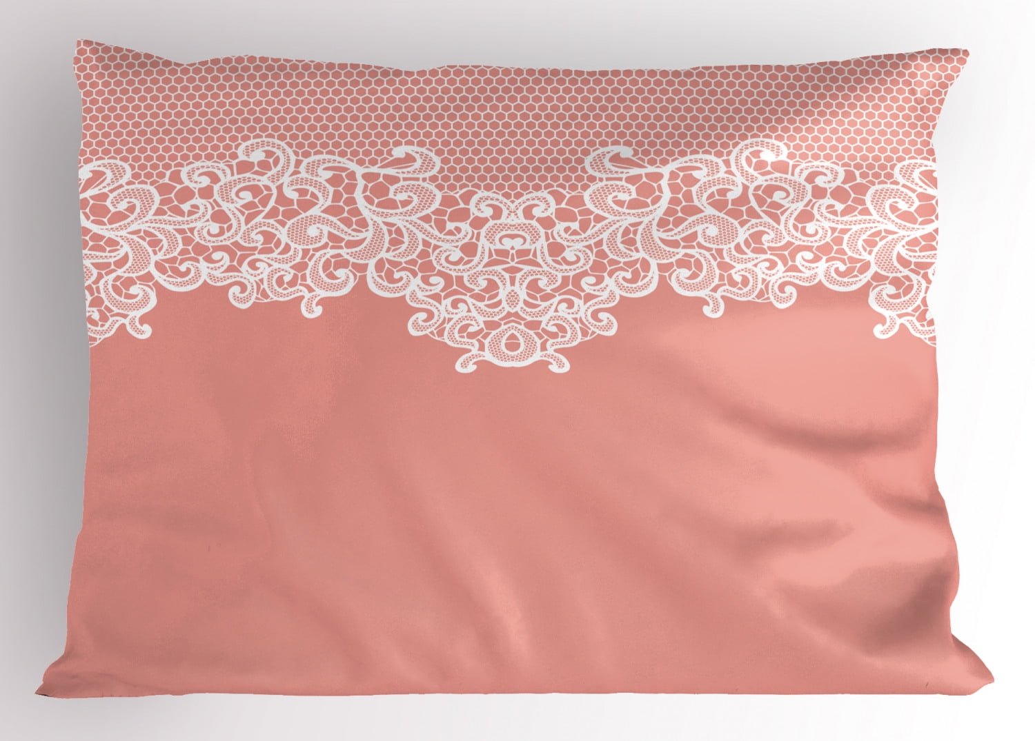 Peach Pillow Sham Abstract Lace Design Wedding Engagement Inspiration Floral Arrangement Pale