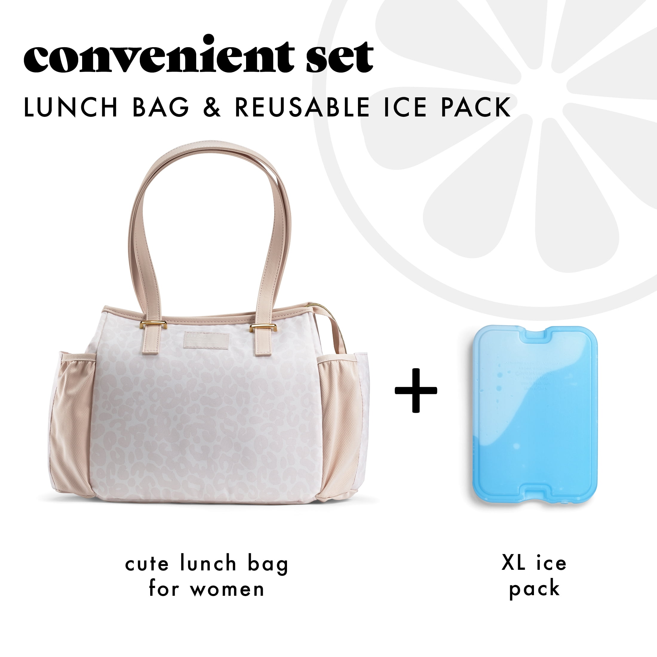 Fit + Fresh Copley Insulated Lunch Bag for Women, Ivory Leopard Print