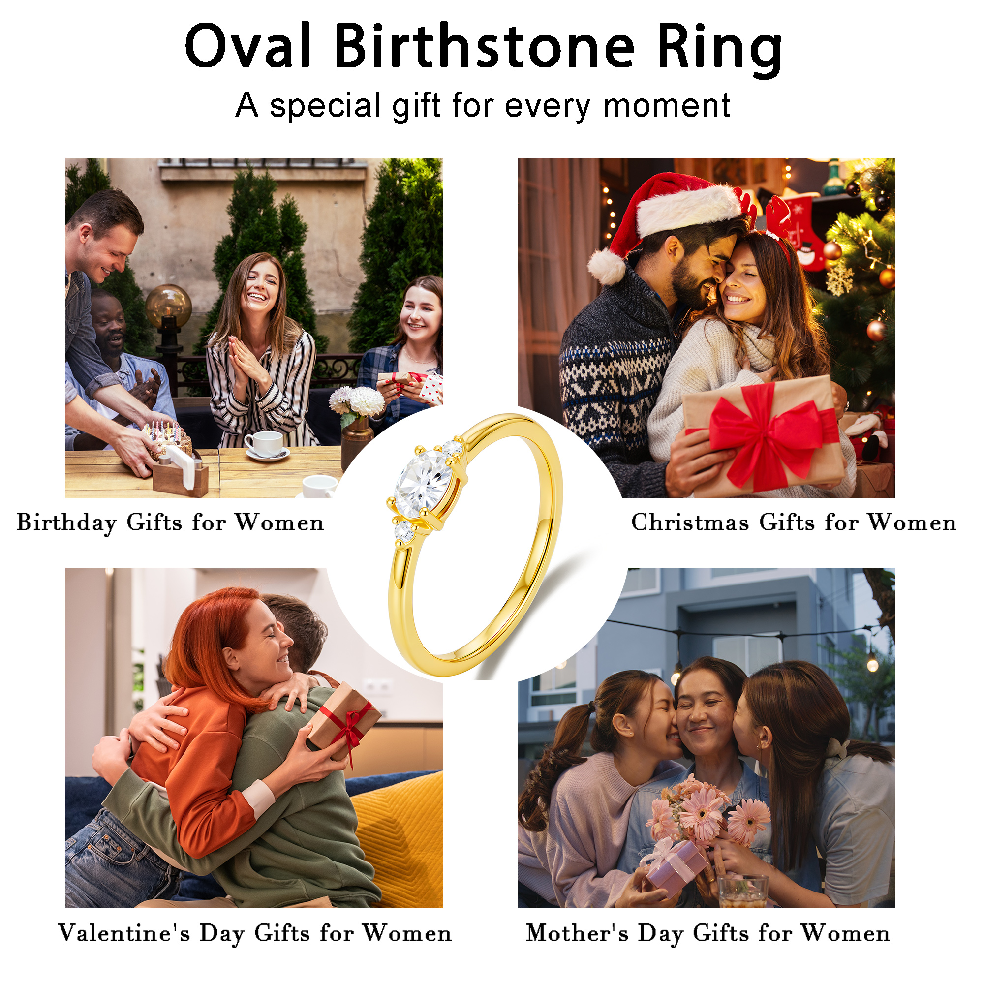 Lunvky 18K Gold Plated April Birthstone CZ Ring photo 7