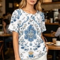 thumbnail image 5 of Womens Summer Short Sleeve Tops Basic Henley Neck Button Down Blouses Flowy Tunic Shirts Trendy Outfits with Pocket, 5 of 6
