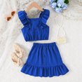 thumbnail image 2 of LUOGENLI Little Girl Outfits Size 7/8 Dressy Toddler Girls Summer Fly Sleeve Solid Tops and Skirts 2pcs Outfits Clothes Set for Children Clothes Little Girl Outfits Size 6/7 4th of July 11-12 Years, 2 of 3