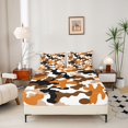 thumbnail image 2 of Manfei Farmhouse Camouflage Fitted Sheet Queen, Old Fashion Camo Bedding, Orange White, 3-Piece, 1 Fitted Sheet and 2 Pillowcases, 2 of 6