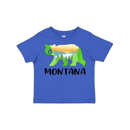 

Inktastic Montana Lake and Trees in Bear Silhouette Gift Toddler Boy or Toddler Girl T-Shirt