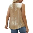 thumbnail image 4 of Staron Women's Casual Blouse Gold Stamping Solid Color Sweet Square Neck Sleeveless Smocked Tank Top, Gold 5XL, 4 of 5