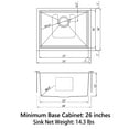 thumbnail image 6 of Sinber 23" x 18" x 12" Undermount Single Bowl Kitchen Sink with 18 Gauge 304 Stainless Steel Satin Finish HU2318S-S-12 (Sink Only), 6 of 17