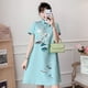 thumbnail image 1 of Vestido con estampado retro de estilo nacional mejorado de talla grande, nuevo diseño de moda suelto de verano, cheongsam joven, 1 of 5