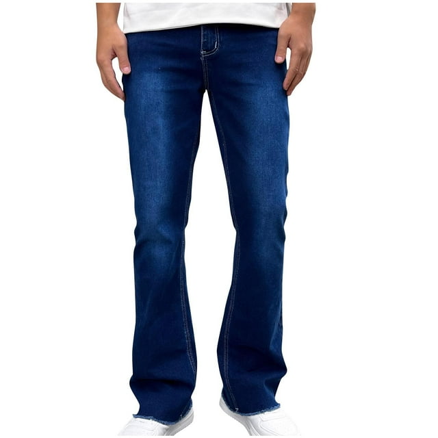 Penkiiy Pantalon Jeans Coupe Ajustée, Pantalon Jeans Extensible Confortable Coloré à la Mode au Style Plus Jeune pour Hommes, Jeans Skinny Coupe Extensible S Bleu