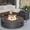 Stone Gray, variant on VENTOPYR 3-Piece Outdoor Terrazzo Round Propane Firepit Table Set w Tank Table, Wind Guard