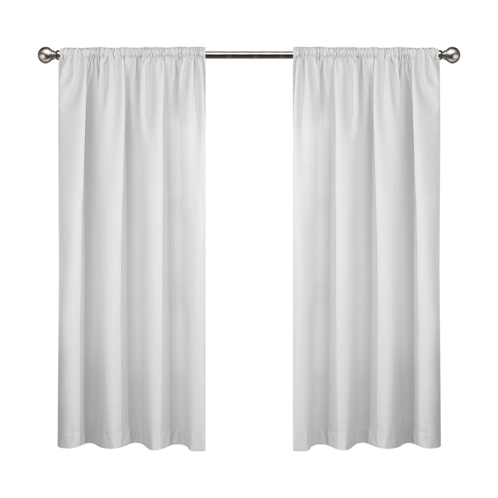 (2 pack) Eclipse Draft Stopper Room Darkening Fleece Lined Rod Pocket, Single Curtain Panel, White, 42" W x 63" L