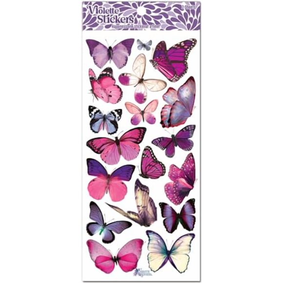 Butterfly Stickers for Wall Decor - Purple Butterflies by Violette Stickers - Colorful & Waterproof Butterfly Decorations for Crafts - Butterfly Wall Decals, Perfect for DIY