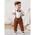 thumbnail image 5 of WESIDOM Toddler Infant Boy suits Tuxedo Formal Cotton Fabric Outfits Suspender Pants Bowtie Hat 4pcs, 5 of 6
