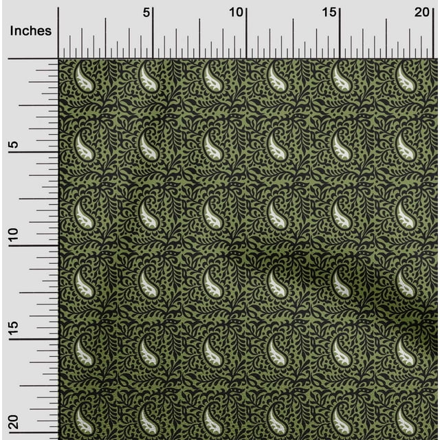 oneOone Viscose Chiffon Fabric Leaves & Paisley Block Print Fabric By Yard 42 Inch Wide