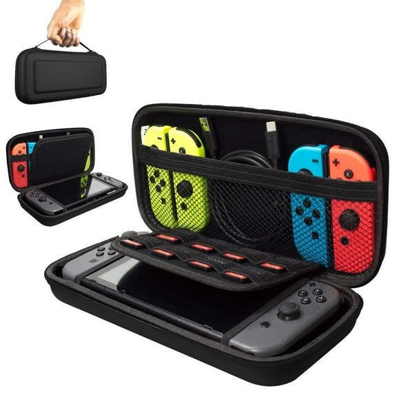 Nintendo Switch Carrying Storage Case, Protective Hard Case with handle, Holds 20 Games, Controller & Accessories-Silver