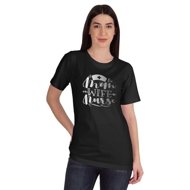 Inkmeso T-shirt Maman Épouse Infirmière Hauts pour Femmes T-shirt Graphique à Col Rond