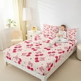 thumbnail image 4 of Castle Fairy Kawaii Cherry Bow Tie 4Pcs Bed Sheets for Children Girls,Stars Print King Sheets,Dreamy Princess Super Cozy Sheet Set,Microfiber Bedroom Decor, 4 of 7