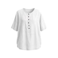 thumbnail image 7 of TGSLY Women's 3/4 Sleeve Tops Lightweight Soft Henley V Neck Half-Button Front Cotton Shirts Loose Fit Dressy Casual Solid Color Blouses XL, 7 of 7