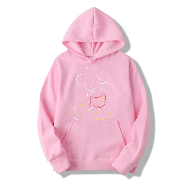 Mickey Mouse Ligne Pop Unisexe Chandail à Capuchon Dessin Animé Mode Couple Chandail Surdimensionné Hauts Printemps Automne Chandail