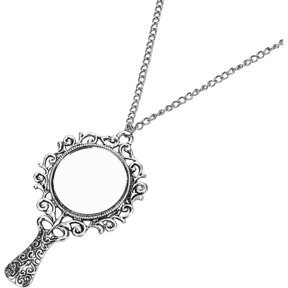 Necklace Vintage Antique Mirror Pendant for Women Hexenspiegel Scrying Collar Protection Long Chain Jewelry Gift New Charm Hot Fashion Silver