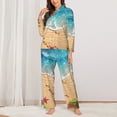 thumbnail image 2 of Fuzoiu Tropical Beach With Starfish Print Women's Long-Sleeved Pajama,Lounge Button Down Nightwear,Womens Notch Collar Pajama Set-X-Large, 2 of 7