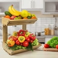 thumbnail image 2 of Sorbus 2-Tier Bamboo Fruit & Vegetable Basket – Kitchen Counter Storage Rack, Stand Bowl Holder for Fruit, Snacks, Bread & More, 2 of 7
