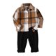thumbnail image 1 of Gibobby Conjunto para bebé niña Niños pequeños bebés Otoño Invierno algodón manga larga camisa a cuadros pantalones largos conjunto ropa(Marrón,5-6 Años), 1 of 5