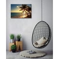 thumbnail image 2 of Beach Themed Wall Art Sunset at Blue Ocean Prints Canvas Tropical Palm Tree Pictures Artwork for Bathroom Framed Ready to Hang12x16inches, 2 of 6