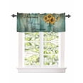 thumbnail image 3 of Window Valance Rod Pocket Short Curtain Panel Yellow Sunflower Vase Retro Teal Valances for Kitchen Windows,Watercolor Flowers Live Quotes Curtain Valance Drapes for Bedroom Bathroom 54x18in, 3 of 8