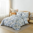 thumbnail image 4 of WannaToo Queen Size Quilt Comforter Cotton Bedding Set With Shams, Blue Flower, 4 of 7