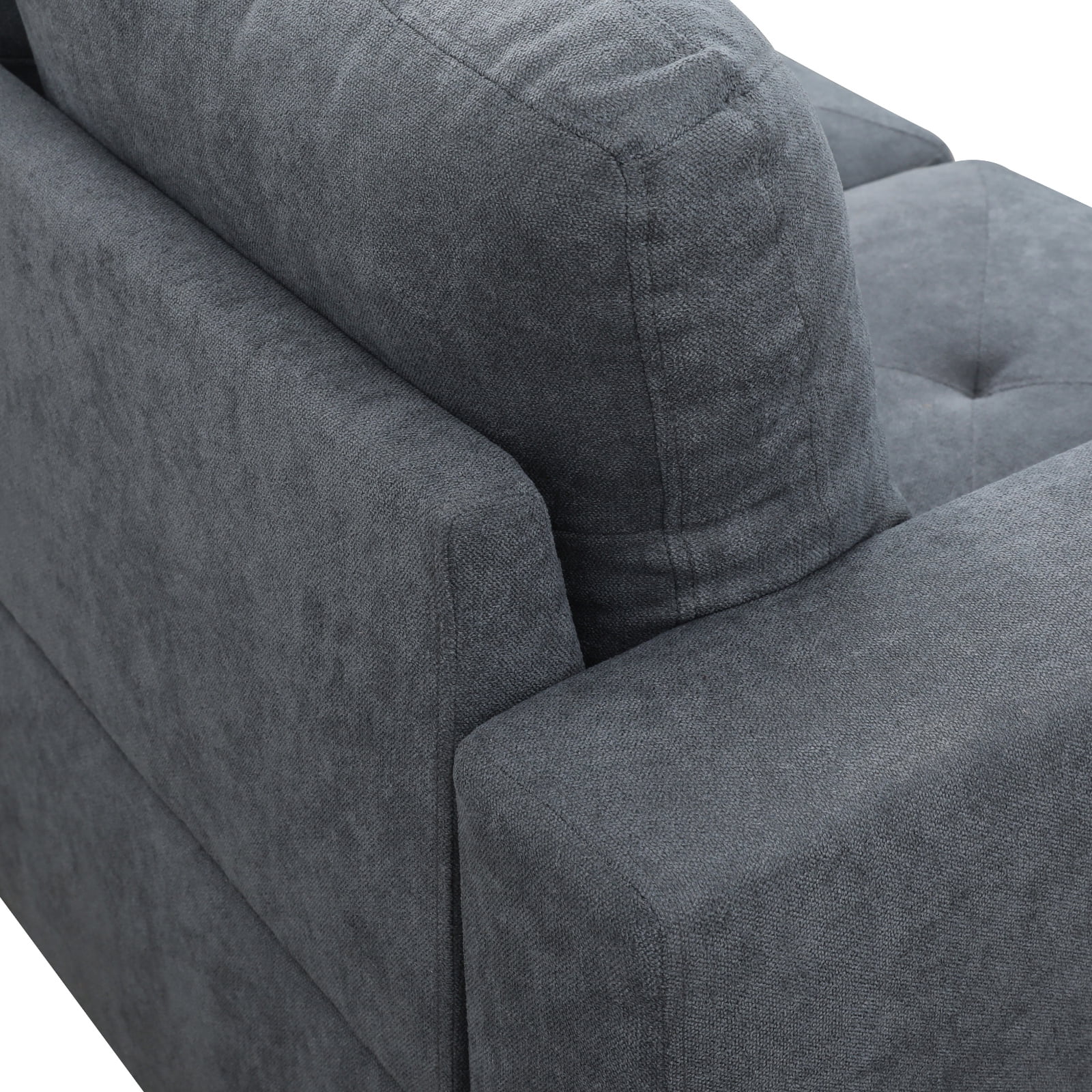 Hommoo Modern L-Shaped Sofa, Flannelette 2-Piece Living Room Sofa, 4-seater Convertible Sofa, Suitable for Apartment, Office, Home Furniture, Dark Grey (No Ottoman)