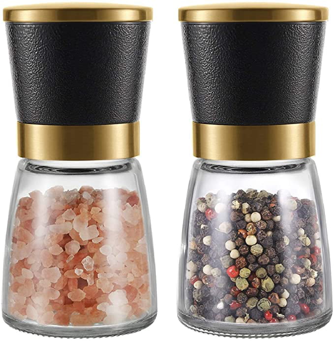 Vucchini Pepper Salt Grinder Set of 2 Pepper Crusher Manual Mill Shakers with Adjustable Coarseness Ceramic Blades,Christmas Gifts 