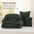 thumbnail image 6 of King Comforter Set - 4 Pieces Pinch Pleat Bed Set, Olive Green Boho Bedding for All Season, 1 Soft Comforter, 2 Pillowcases, 1 Decorative Pillow, 6 of 8