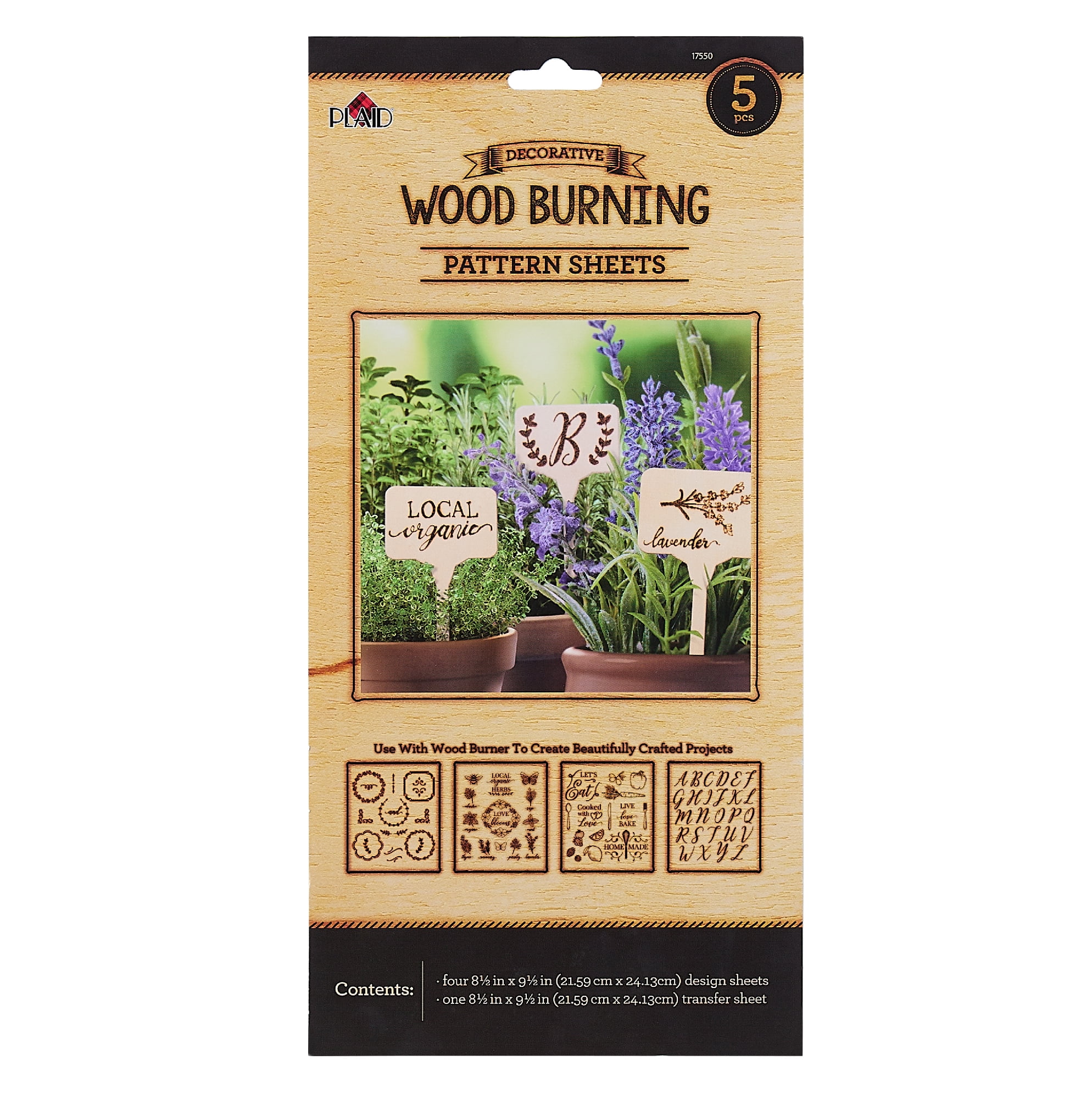 Plaid Wood Burning Tool Pattern Design Sheets, Outdoor, Set of 5