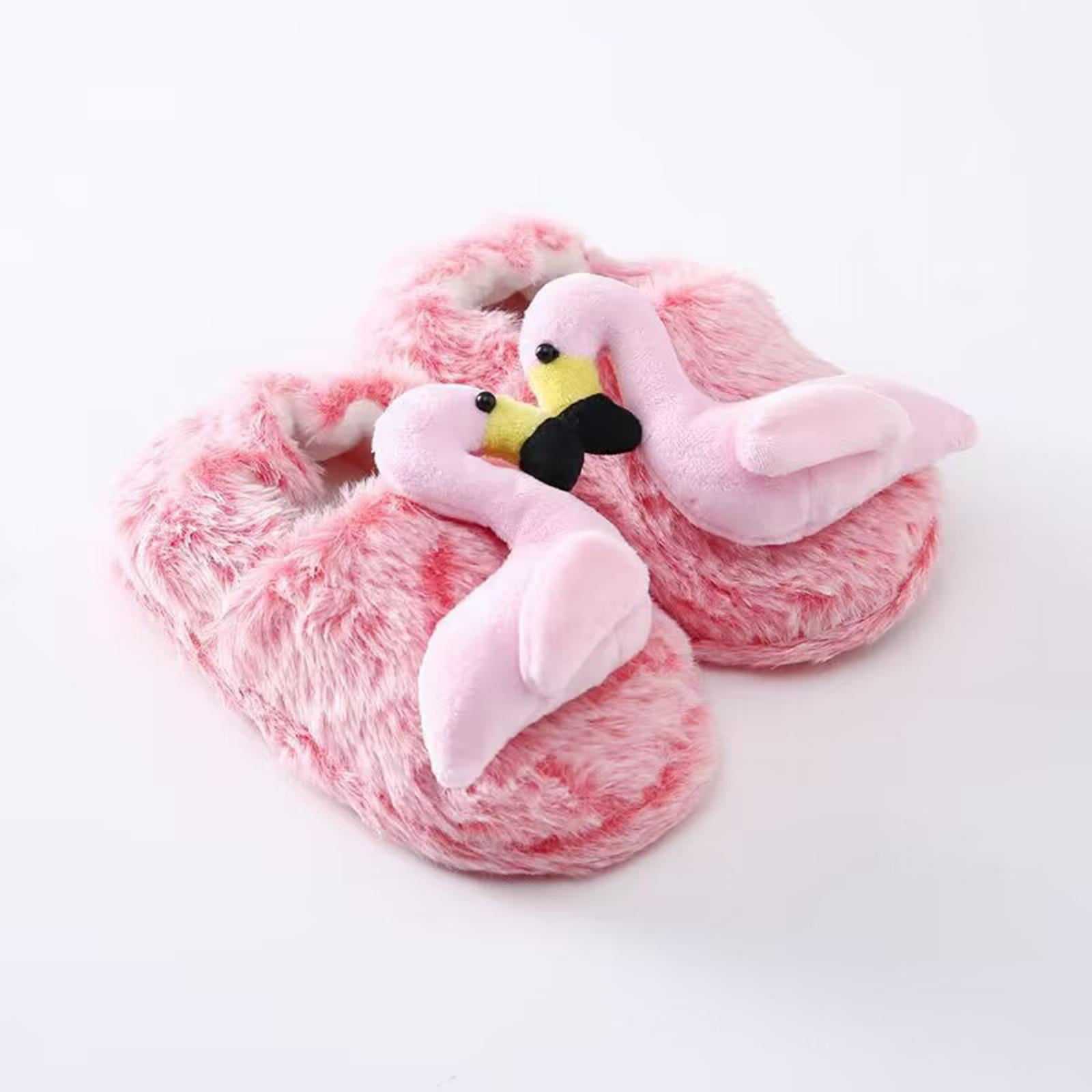 Flamingo Slippers Fuzzy Slippers Indoor Winter Warm Comfortable