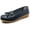 A-dk-blue, variant on Women Loafers Leather Rubber Sole Slip On Walking Flats Casual Moccasin Boat Shoes