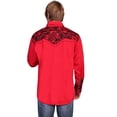 thumbnail image 2 of Scully Western Mens Red Polyester L/S Big Tooled Floral Western Shirt 3X, 2 of 2