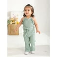 thumbnail image 2 of Infant Baby Girl Clothes Solid Jumpsuit Sleeveless Ruffle Halter Bodysuit Bell-Bottoms Pants Outfits Set Green 12-18 Months, 2 of 6