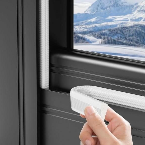 Weather Stripping Door Seal, 118 inch Wedge Seal Strip for Windows, PU Foam Tape Seals, Soundproofing, Insulation Strip for Winter, Door Gap Filler for Door Frame- White