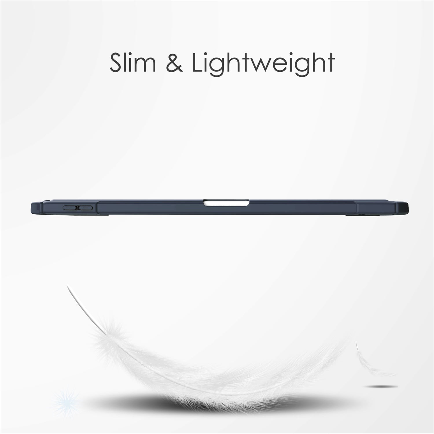 SaniMore Case for Apple iPad Air 11 (2024), Auto Sleep/Wake Shock Resistant [Built-in Pencil Holder] Flip Stand [Dual Angle] Transparent Slim Lightweight Anti-fall Tablet Shell, Deep Blue