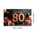 thumbnail image 3 of Black Background Happy 80th Birthday Banner with Rose Gold Balloons Party Decors Photography Props for Birthday Party Celebration Photo Booth Backdrop, 3 of 4