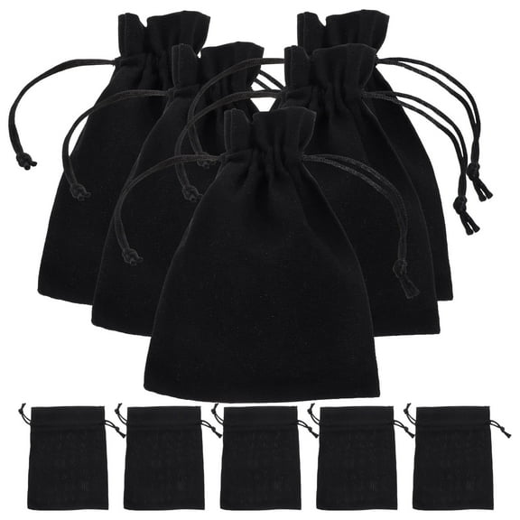 AURARMLET Burlap Bags With Drawstring Black Jute 10Pcs 5.50X3.93X0.08in