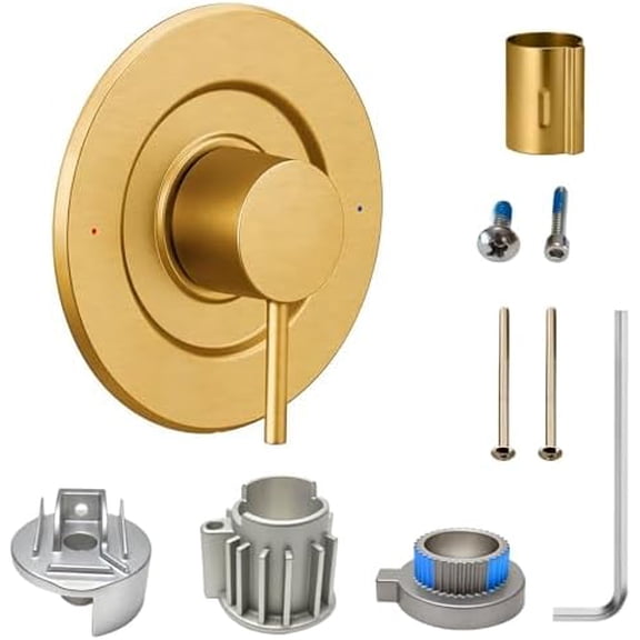 T2191BL Shower and Tub Trim Kit, Pressure Balancing Modern Tub and Shower Trim Kit,Compatible with Moen Valve, Featuring Bathroom Shower Lever Handle for Temperature Adjustment (Brushed Gold)